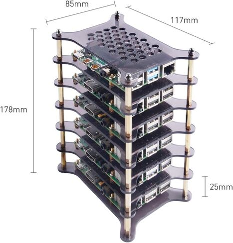 GeeekPi 6-Layers Raspberry Pi Cluster Case,Raspberry Pi Rack Case with Raspberry Pi Heatsinks Stackable Case Stack Enclosure for Raspberry Pi 4/3/2 Model B,Raspberry Pi 3 Model B+ (Brown) in Saudi Arabia