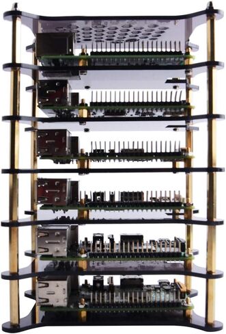 GeeekPi 6-Layers Raspberry Pi Cluster Case,Raspberry Pi Rack Case with Raspberry Pi Heatsinks Stackable Case Stack Enclosure for Raspberry Pi 4/3/2 Model B,Raspberry Pi 3 Model B+ (Brown) in Saudi Arabia