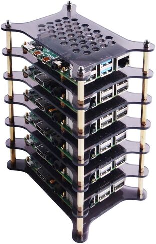 GeeekPi 6-Layers Raspberry Pi Cluster Case,Raspberry Pi Rack Case with Raspberry Pi Heatsinks Stackable Case Stack Enclosure for Raspberry Pi 4/3/2 Model B,Raspberry Pi 3 Model B+ (Brown) in Saudi Arabia
