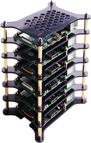 GeeekPi 6-Layers Raspberry Pi Cluster Case,Raspberry Pi Rack Case with Raspberry Pi Heatsinks Stackable Case Stack Enclosure for Raspberry Pi 4/3/2 Model B,Raspberry Pi 3 Model B+ (Brown) in Saudi Arabia