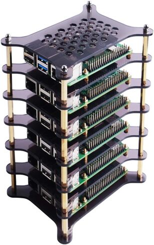GeeekPi 6-Layers Raspberry Pi Cluster Case,Raspberry Pi Rack Case with Raspberry Pi Heatsinks Stackable Case Stack Enclosure for Raspberry Pi 4/3/2 Model B,Raspberry Pi 3 Model B+ (Brown) in Saudi Arabia