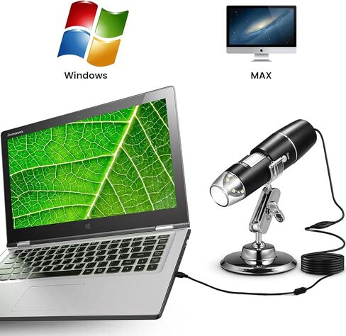 ليدي هاوس مجهر رقمي محمول بمنفذ USB مع حامل معدني، كاميرا فحص عالية الدقة 1000 مرة مع 8 مصابيح LED لاجهزة اندرويد وماك وويندوز والكمبيوتر in Kuwait