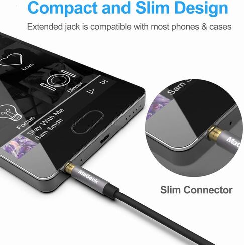 MaGeek 3.5mm Audio Aux Cord, Male to Male Auxiliary Audio Cable Compatible with Beats Headphones, iPhone, iPod, iPad, Car Audio, or Any Audio Device with 3.5mm Aux Port (Black) (1-Pack_10ft) in Kuwait