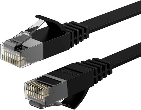 كابل إيثرنت TESmart Cat 6 بطول 50 قدمًا/15 مترًا، كابل RJ45 للشبكة المحلية المسطحة عالي السرعة 1000 ميجابت في الثانية 250 ميجا هرتز، يدعم Cat 5e، مناسب لمحول الشبكة/مودم جيجابت، إلخ (50 قدمًا / 15 مترًا، أسود) in Kuwait