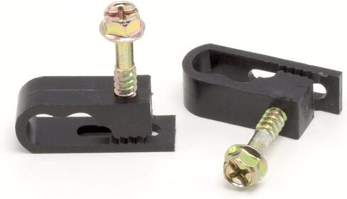 THE CIMPLE CO Dual Cable Clips with Screws - 1/2 Inch Coaxial Cable Clamps Outdoor - Exterior Cord Management for Coax, CAT Ethernet, Electrical Wire - Screw Clamps for Wires on Wall - 100 PCS, Black in Kuwait