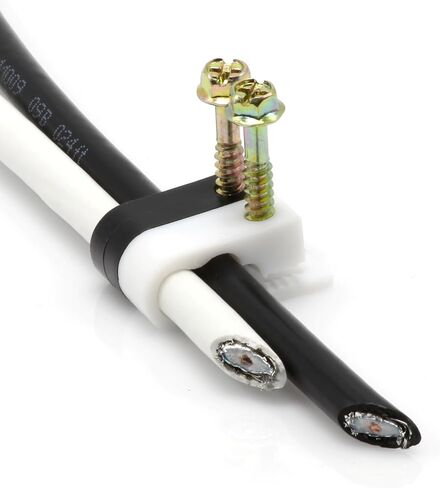 THE CIMPLE CO Dual Cable Clips with Screws - 1/2 Inch Coaxial Cable Clamps Outdoor - Exterior Cord Management for Coax, CAT Ethernet, Electrical Wire - Screw Clamps for Wires on Wall - 100 PCS, Black in Kuwait
