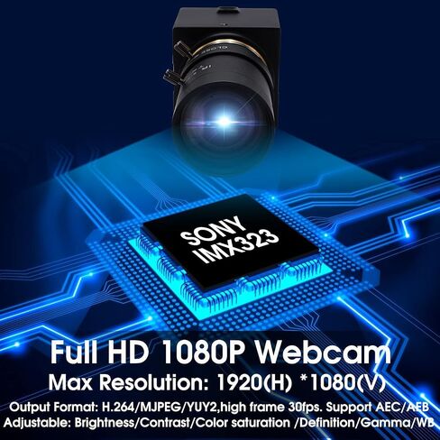 Hotpet 1080P كاميرا ويب 5-50 مم عدسة متغيرة البعد البؤري كاميرا USB HD 2MP 0.01Lux إضاءة منخفضة Sony IMX322/IMX323 مستشعر كاميرا صناعية مع تنسيق H.264 التوصيل والتشغيل محرك مجاني OTG 2.0 كاميرا in Kuwait