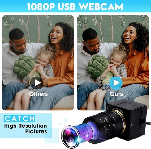 Hotpet 1080P كاميرا ويب 5-50 مم عدسة متغيرة البعد البؤري كاميرا USB HD 2MP 0.01Lux إضاءة منخفضة Sony IMX322/IMX323 مستشعر كاميرا صناعية مع تنسيق H.264 التوصيل والتشغيل محرك مجاني OTG 2.0 كاميرا in Kuwait