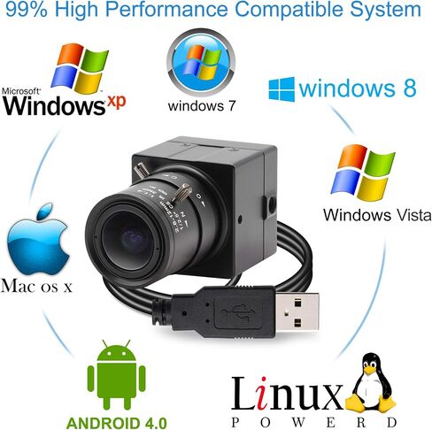 Hotpet 1080P كاميرا ويب 5-50 مم عدسة متغيرة البعد البؤري كاميرا USB HD 2MP 0.01Lux إضاءة منخفضة Sony IMX322/IMX323 مستشعر كاميرا صناعية مع تنسيق H.264 التوصيل والتشغيل محرك مجاني OTG 2.0 كاميرا in Kuwait