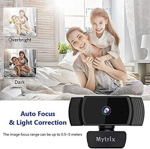 كاميرا ويب Mytrix بدقة 1080 بكسل مع ميكروفون وغطاء للخصوصية، وكاميرا ويب للبث 2023، وتقليل الضوضاء، والتركيز التلقائي، وكاميرا ويب USB عالية الدقة للكمبيوتر المحمول، واجتماعات تكبير سطح المكتب وSkype FaceTime Hangouts على YouTube in Kuwait