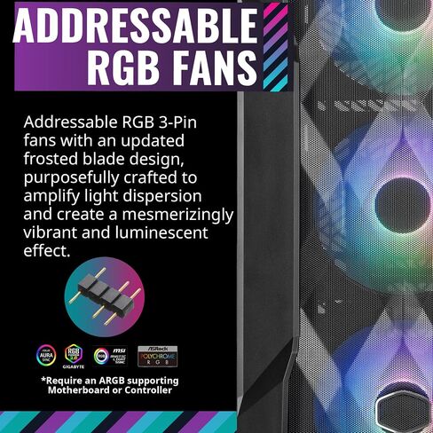 Cooler Master MasterBox TD500 Mesh White Airflow ATX Mid-Tower with Polygonal Mesh Front Panel, Crystalline Tempered Glass, E-ATX up to 10.5", Three 120mm ARGB Lighting Fans in Kuwait