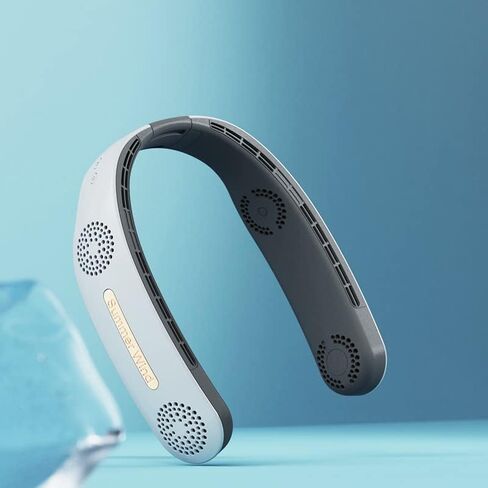 BUDINOQUE مروحة الرقبة المحمولة، مروحة خالية من الشفرة بدون استخدام اليدين، مروحة تبريد شخصية مع 3 سرعات، بطارية 4000 مللي أمبير في الساعة، مروحة شخصية يمكن ارتداؤها، مروحة رقبة تعمل بمنفذ USB للأماكن الخارجية in Kuwait