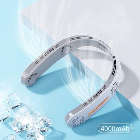 BUDINOQUE مروحة الرقبة المحمولة، مروحة خالية من الشفرة بدون استخدام اليدين، مروحة تبريد شخصية مع 3 سرعات، بطارية 4000 مللي أمبير في الساعة، مروحة شخصية يمكن ارتداؤها، مروحة رقبة تعمل بمنفذ USB للأماكن الخارجية in Kuwait