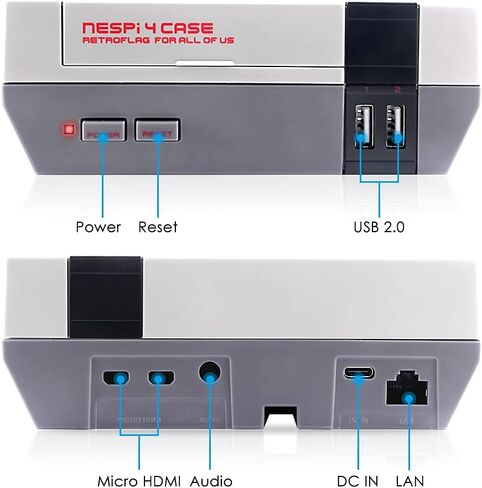 جراب GeeekPi RETROFLAG NESPi 4، جراب Raspberry Pi 4 مع إعادة ضبط آمن للإغلاق ومروحة تبريد راسبيري Pi 4 وخواط حرارة راسبيري Pi 4 موديل B in Saudi Arabia