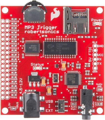 SparkFun MP3 Trigger - 18 Trigger inputs to Alternate Functions Random & sequential Track Selection Transport Controls Even Volume up/Down Real-Time Volume Control Full-Duplex Serial Control in Saudi Arabia