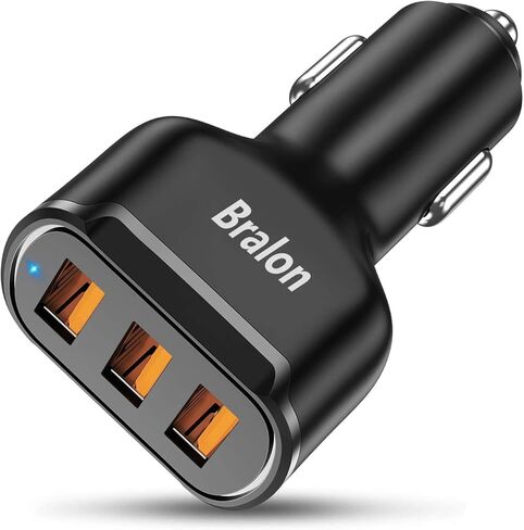 شاحن سيارة USB، Bralon 24W/4.8A 3 منافذ شاحن سيارة سريع للهواتف الذكية متوافق مع iPhone 11/11 Pro(Max)/XS(Max)/X/8 7 6 S Plus، Galaxy Note S10 S9 S8 S7 S6 آي باد، إم بي 3 والمزيد in Kuwait