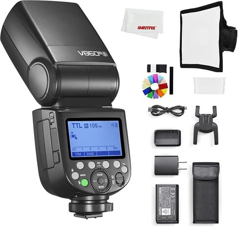 غودوكس مصباح سبيدلايت V860III-S، فلاش تلقائي وفلاش يدوي E-TTL ll، مزامنة عالية السرعة 2.4G، بطارية ليثيوم ايون 7.2 فولت/2600 مللي امبير في الساعة، ضوء فلاش سريع للكاميرا متوافق مع كاميرات سوني in Saudi Arabia
