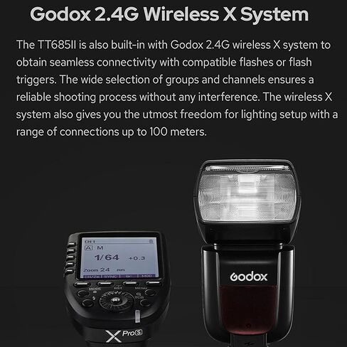 فلاش كاميرا Godox TT685II-S TT685IIS لفلاش كاميرا Sony Speedlight Speedlite Light، TTL 2.4G GN60 HSS 1/8000S، وقت إعادة التدوير 0.1-2.6 ثانية، 330 بوبس طاقة كاملة، تحويل فوري TCM، قفل سريع التحرير in Saudi Arabia