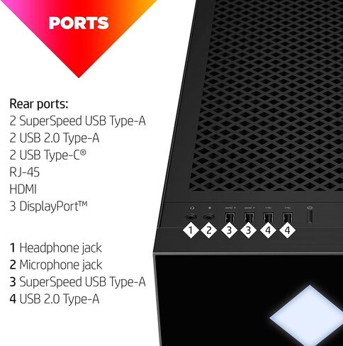 كمبيوتر مكتبي HP OMEN 45L للألعاب، AMD Ryzen 9 5900X، ذاكرة الوصول العشوائي 32 جيجابايت، محرك أقراص الحالة الصلبة 1 تيرابايت، NVIDIA GeForce RTX 3080 Ti Graphics، Windows 11 Home، GT22-0182 (2023) in Kuwait