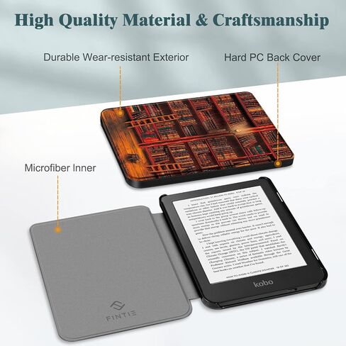 Fintie Slimshell Case for 6" Kobo Clara 2E / Tolino Shine 4 eReader (2022 Release) - Lightweight Premium PU Leather Cover with Auto Sleep/Wake, Black in Saudi Arabia