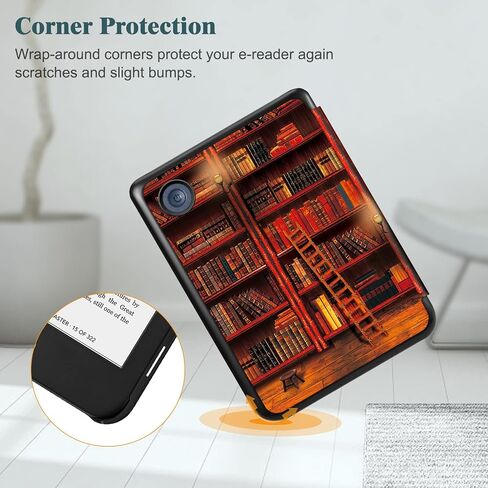 Fintie Slimshell Case for 6" Kobo Clara 2E / Tolino Shine 4 eReader (2022 Release) - Lightweight Premium PU Leather Cover with Auto Sleep/Wake, Black in Saudi Arabia