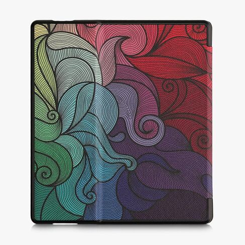 kwmobile Origami Case Compatible with Amazon Kindle Oasis 10. Generation - Case Slim Premium PU Leather Cover with Stand - Travel Black/Multicolor in Saudi Arabia