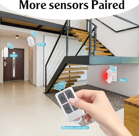 نظام أمان إنذار منزلي 110 ديسيبل نظام أمان لاسلكي نظام ضد السرقة لأمن المنزل مع صفارة إنذار لاسلكية، جهاز التحكم عن بعد، كاشف حركة PIR، مستشعر إنذار الباب in Kuwait