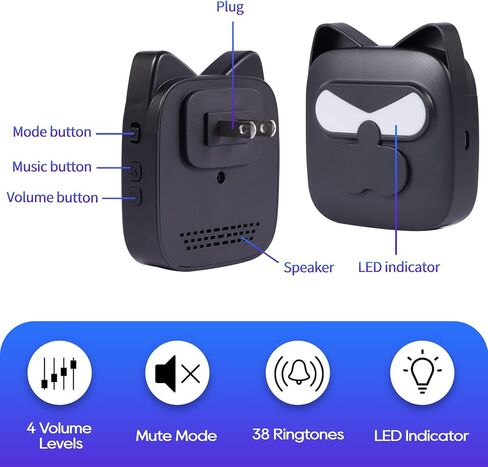 جهاز انذار لاسلكي طويل المدى من بيستون مقاوم للطقس الخارجي يدعم نغمات رنين مختلفة، جهاز استقبال واحد و2 مستشعر حركة مقاوم للماء IP65، نظام انذار امن داخلي وخارجي in Kuwait