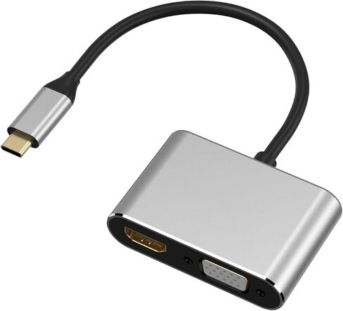 محول Aorz USB C إلى HDMI VGA، محول USB من النوع C إلى VGA HDMI Splitter Thunderbolt 3 محول HDMI VGA مزدوج لجهاز MacBook Pro/iPad Pro/Air 2020 2019 2018، Dell XPS 13/15، Surface Pro، Galaxy S20 in Kuwait