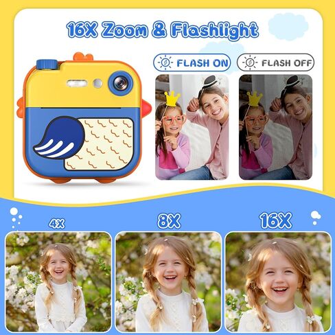 طباعة فورية لكاميرا الأطفال - كاميرا فيديو رقمية فورية بدقة 1080 بكسل للأطفال، هدايا عيد الميلاد للفتيات والأولاد من سن 3 إلى 12 عامًا، كاميرات للأطفال الصغار مع 3 لفات بدون ورق طباعة حبر وبطاقة SD 32 جرام - أصفر in Kuwait