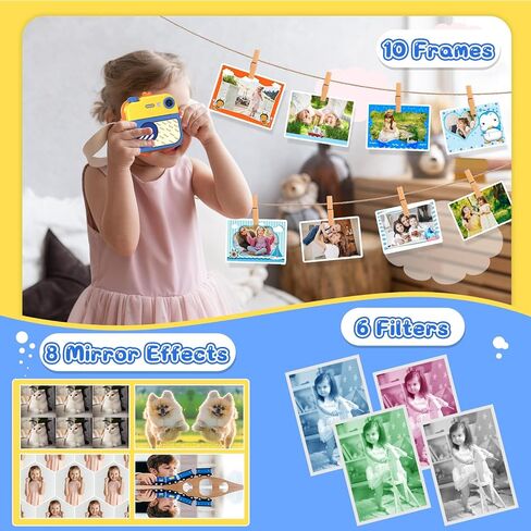 طباعة فورية لكاميرا الأطفال - كاميرا فيديو رقمية فورية بدقة 1080 بكسل للأطفال، هدايا عيد الميلاد للفتيات والأولاد من سن 3 إلى 12 عامًا، كاميرات للأطفال الصغار مع 3 لفات بدون ورق طباعة حبر وبطاقة SD 32 جرام - أصفر in Kuwait