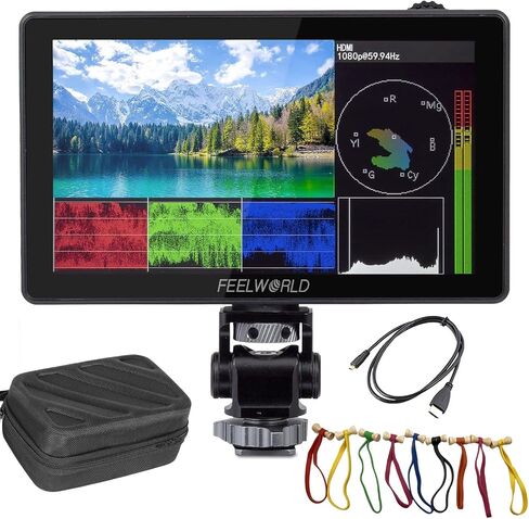 FEELWORLD LUT5 5.5 بوصة فائقة السطوع 3000nit DSLR كاميرا مراقبة ميدانية تعتيم تلقائي شاشة لمس HDR 3D LUT مع شكل موجي 4K HDMI مدخل مخرج 1920X1080 لوحة IPS in Saudi Arabia