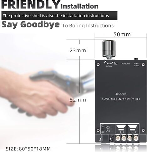 لوحة مضخم صوت بلوتوث مع شريحة TPA3116D2، 50 وات + 50 وات، وحدة ذروة خرج الطاقة من الفئة D لمكبر الصوت اللاسلكي DIY (ZK-502C) in Kuwait