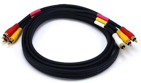 Monoprice Video Cable - 1.5 Feet - Black | Triple RCA Stereo Video Dubbing Composite Cable, Gold Plated Connectors in Saudi Arabia