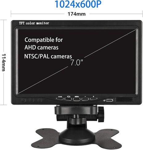 شاشة سيارة HUINETUL 12V 24V HD TFT ملونة LCD احتياطية شاشة عرض سيارة لسيارة شاحنة قافلة كاميرا/DVD/مستقبل الأقمار الصناعية 1024x600p Fit AHD/NTSC/PAL in Saudi Arabia