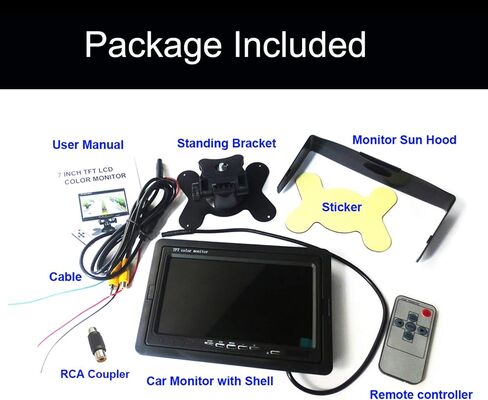 شاشة سيارة HUINETUL 12V 24V HD TFT ملونة LCD احتياطية شاشة عرض سيارة لسيارة شاحنة قافلة كاميرا/DVD/مستقبل الأقمار الصناعية 1024x600p Fit AHD/NTSC/PAL in Saudi Arabia