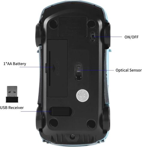 elec Space Wireless Mouse 2.4GHz Cool Sport Car Shape Wireless Mouse Optical Cordless Mice with USB Receiver for PC Laptop Computer 1600 DPI 3 Buttons (Gray) in Saudi Arabia