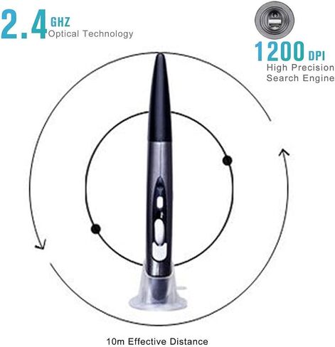 Lychee ماوس جيب بصري لاسلكي، 2.4 جيجا هرتز USB ماوس قلم ضوئي لاسلكي 800/1200/1600 نقطة في البوصة قابل للتعديل للكتابة اليدوية فأرة هوائية صغيرة للكمبيوتر المحمول والكمبيوتر المحمول وأجهزة الكمبيوتر المحمول Mac (رمادي) in Kuwait