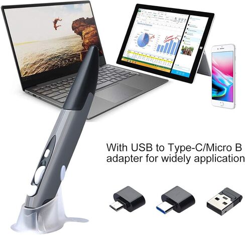 Lychee ماوس جيب بصري لاسلكي، 2.4 جيجا هرتز USB ماوس قلم ضوئي لاسلكي 800/1200/1600 نقطة في البوصة قابل للتعديل للكتابة اليدوية فأرة هوائية صغيرة للكمبيوتر المحمول والكمبيوتر المحمول وأجهزة الكمبيوتر المحمول Mac (رمادي) in Kuwait