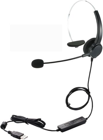 Corded Noise Cancelling Monaural Headset with USB Headset Adapter as Office PC Headset for Computer/PC/Laptop Use Only in Kuwait