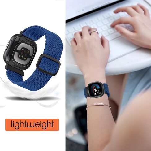 Braided Stretchy Solo Loop Bands Compatible With Fitbit Versa 3/Versa 4/Sense 2/Sense for Women Men Nylon Elastic Straps Wristbands for Fitbit Versa 3/4(3 Pack) in Saudi Arabia