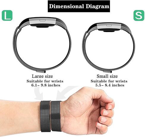 سوار معدني مخروطي متوافق مع سوار Fitbit Charge 2، حلقة شبكية من الفولاذ المقاوم للصدأ، حزام بديل قابل للتعديل لمتتبع اللياقة البدنية Fitbit Charge 2 in Kuwait