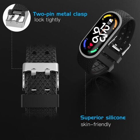 عبوتين من أحزمة الساعة MoKo المتوافقة مع جهاز تتبع اللياقة البدنية Mi Band 7، سوار معصم بديل من السيليكون الناعم قابل للتعديل للنساء والرجال، رمادي + أسود in Kuwait