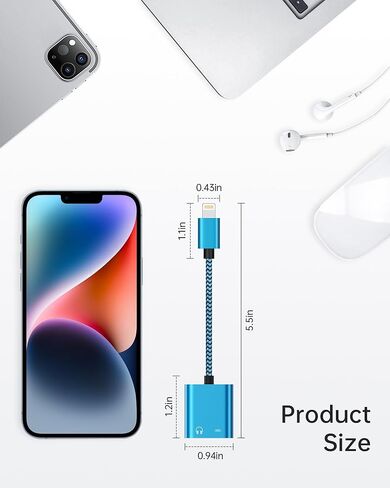 مقسم سماعات Apple Lightning 2 في 1 للسيارة، [معتمد من MFI] Lightning إلى صوت مساعد لسماعات الرأس 3.5 ملم + محول مقبس Aux دونجل للشحن السريع لأجهزة iPad iPhone 14 13 12 11 XR XS 8 iPod in Kuwait