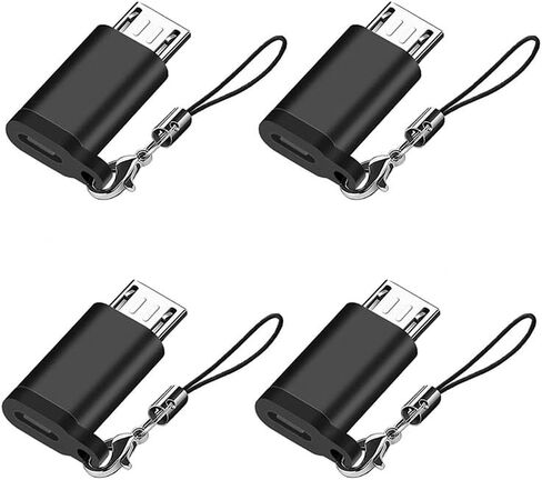 محول Seminer USB C إلى Micro USB (4 حزم)، موصل تحويل من النوع C أنثى إلى Micro USB ذكر مع حبل متوافق مع Samsung Galaxy S7/S7 Edge، وأجهزة Micro USB، أسود in Saudi Arabia