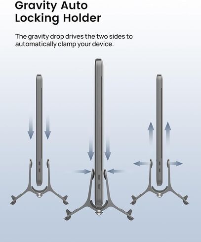 Vertical Laptop Stand for Desk, Gravity Auto Lock MacBook Stand, Aluminum Laptop Holder Vertical Compatible with MacBook Pro, Air, Tablet, Space-Saving Organize Work & Home Office, Gray in Saudi Arabia