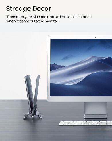 Vertical Laptop Stand for Desk, Gravity Auto Lock MacBook Stand, Aluminum Laptop Holder Vertical Compatible with MacBook Pro, Air, Tablet, Space-Saving Organize Work & Home Office, Gray in Saudi Arabia