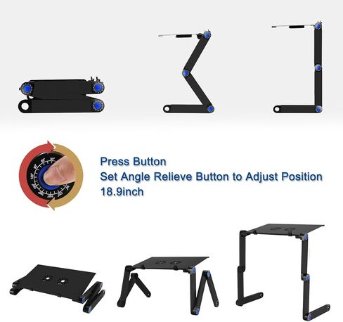 طاولة لاب توب، طاولة سرير قابلة للتعديل، حامل لاب توب للكمبيوتر، محطة عمل محمولة لحمل النوت بوك، حامل للقراءة مع مروحتين تبريد لوحدة المعالجة المركزية وقاعدة ماوس في السرير والكنبة والمكتب in Kuwait