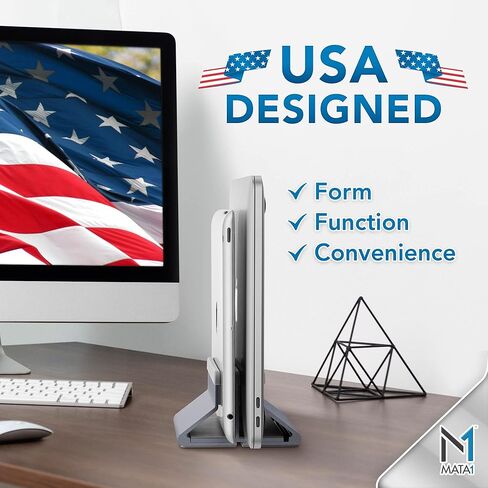 حامل الكمبيوتر المحمول العمودي Mata1 (رمادي)، ألومنيوم بدرجة الطيران وليس بلاستيك ABS لتبديد الحرارة وحماية أجهزتك، قابل للتعديل مع حلقات قفل وقاعدة مضادة للانزلاق متوافقة مع جميع الأجهزة مقاس 7-17.3 بوصة in Kuwait