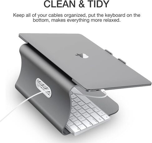 حامل الكمبيوتر المحمول Bestand، حامل كمبيوتر تبريد من الألومنيوم وحامل لجهاز MacBook Air/Pro، وأجهزة الكمبيوتر المحمولة، فضي (براءة اختراع) in Kuwait
